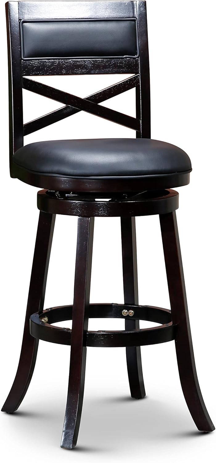 Black Leather Seat Swivel Stool, 24” Counter Height N1935