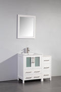 36 in. White Single Sink Vanity Cabinet with Ceramic Sink & Mirror T400