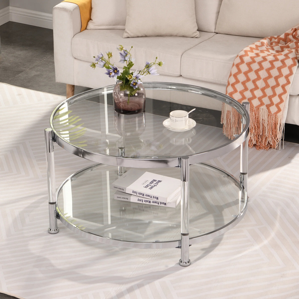 Acrylic Round Tempered Glass Coffee Table H409