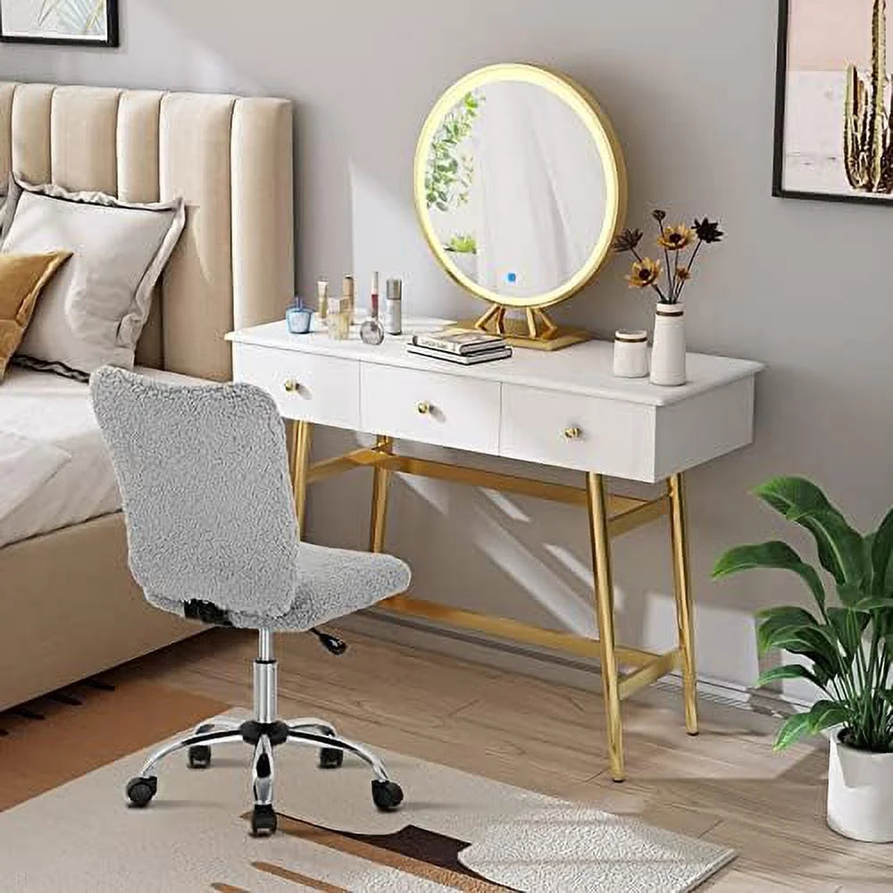 Grey Faux Armless Height Adjustable Swivel Office Chair E762335