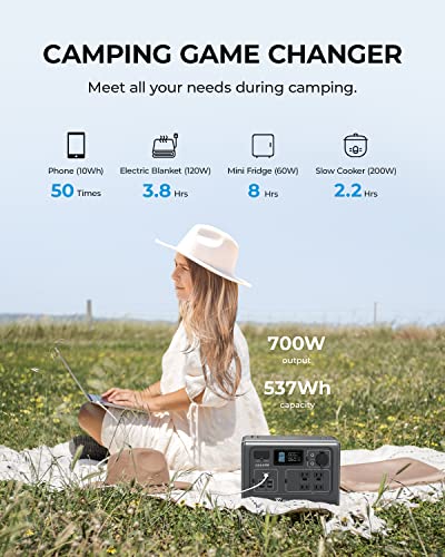 537Wh LiFePO4 Portable Power Station with 4 700W AC Outlets I100833
