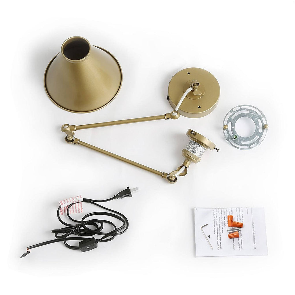Adjustable Gold Swing Arm Plug-In Wall Lamp F4820