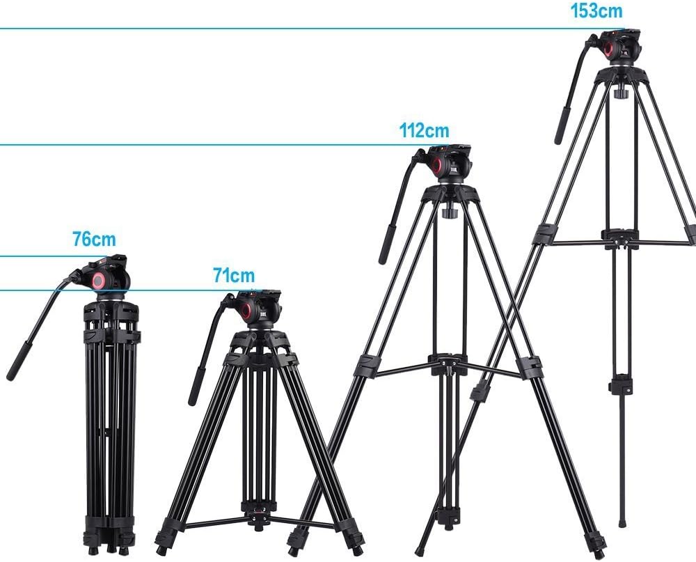 Heavy Duty Aluminum Fluid Head Video Tripod with Ground Spreader E3036