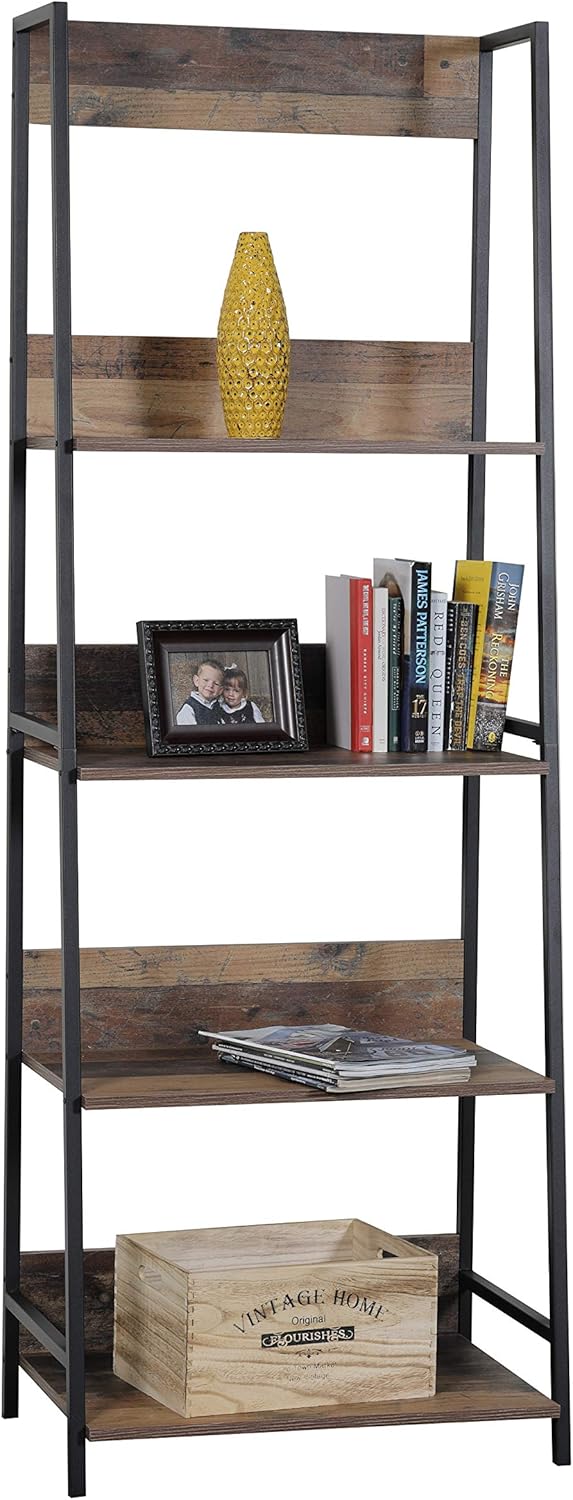 Rustic Planked Knotty Pine Ladder Bookcase X567