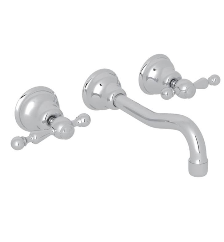Polished Nickel Wall Mount Widespread Lavatory Faucet K6015