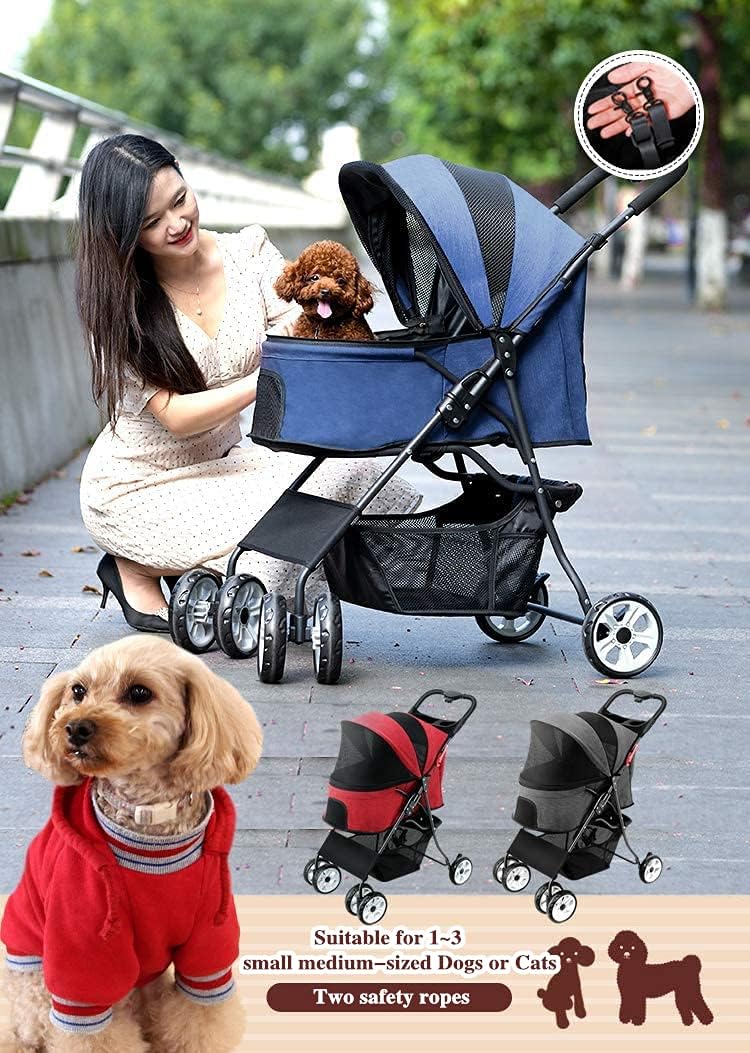 Folding Pet Stroller with One Hand Fold C207025