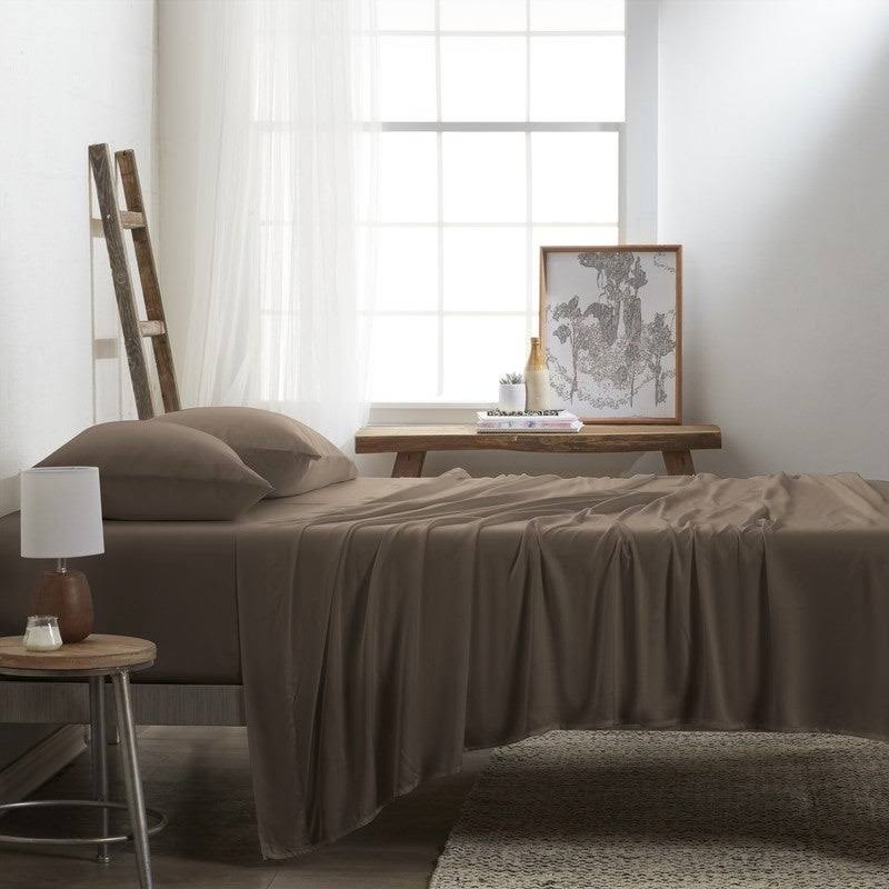 Navy 4-Piece Rayon from Bamboo Bed Sheet Set California King Q7396