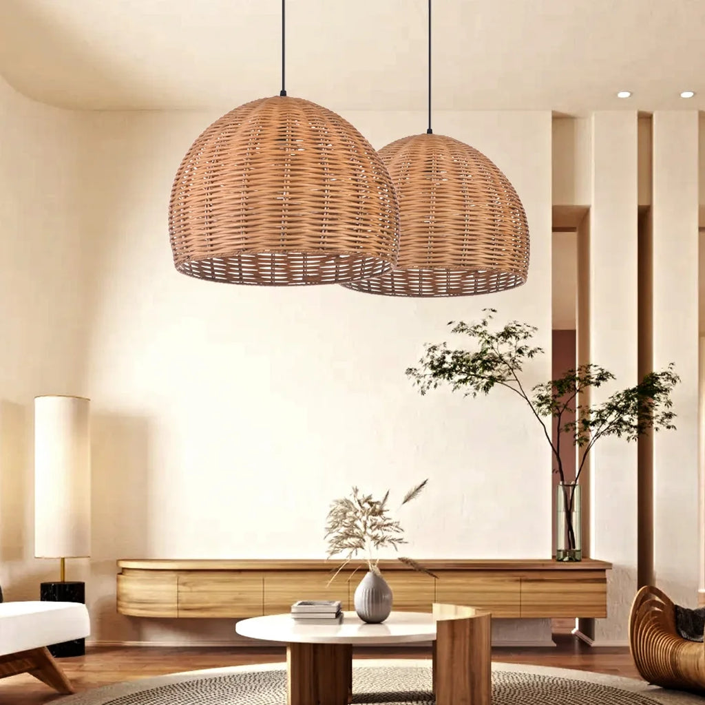 Boho Round Bamboo Pendant Light J2593