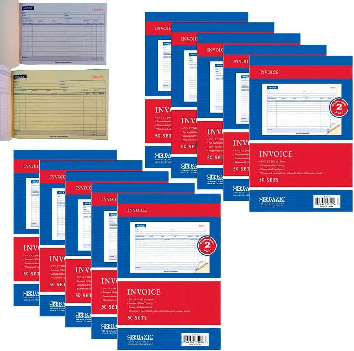 Carbonless Invoice Receipt Record Book 2 Part 50 Sets A2957