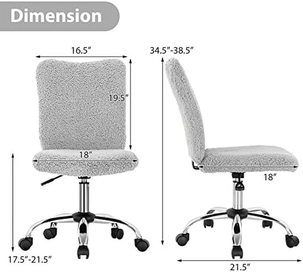 Grey Faux Armless Height Adjustable Swivel Office Chair E762335