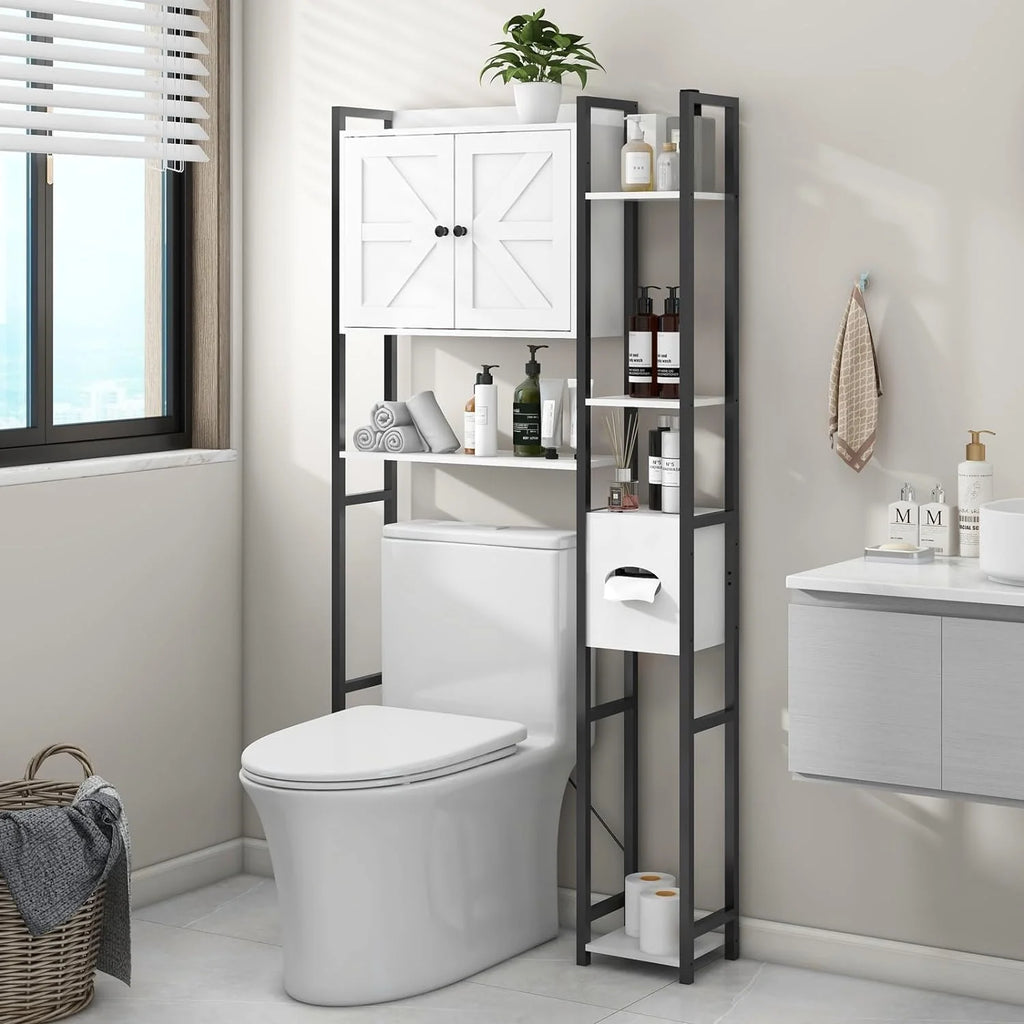White Over The Toilet Storage Cabinet with 2 Doors O622105