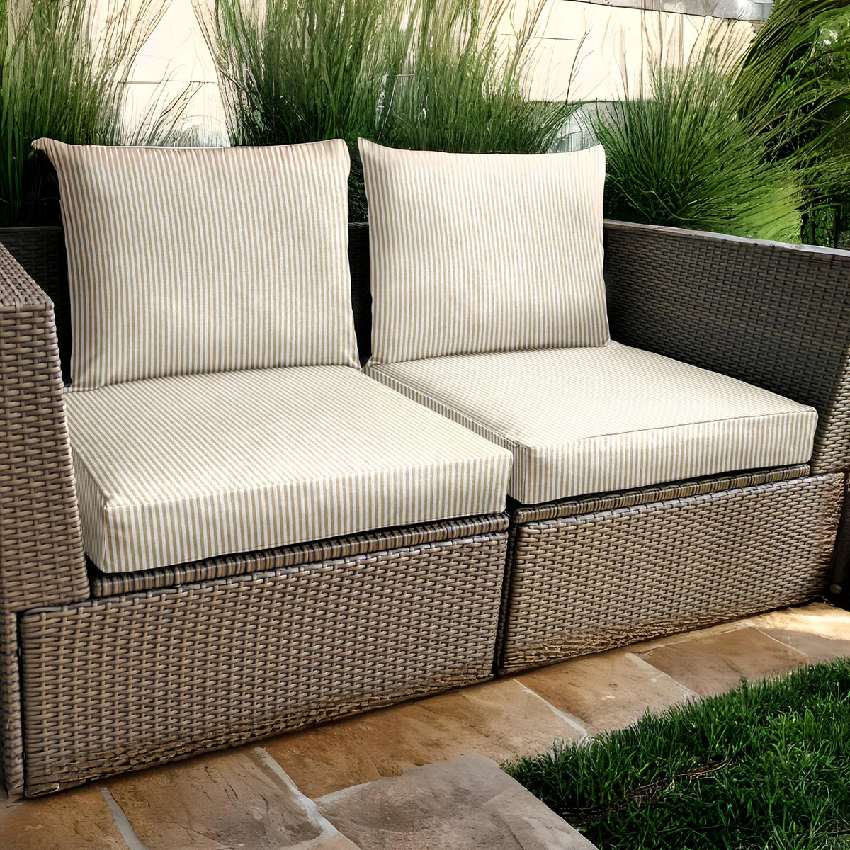 Beige Stripe Outdoor Slip Covers Set of 4 P463