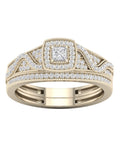 3/8Ct TDW Diamond 10k Yellow Gold Halo Bridal Set O69067