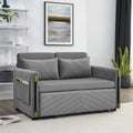 Gray Velvet Convertible Sofa with Pull Out Bed N520