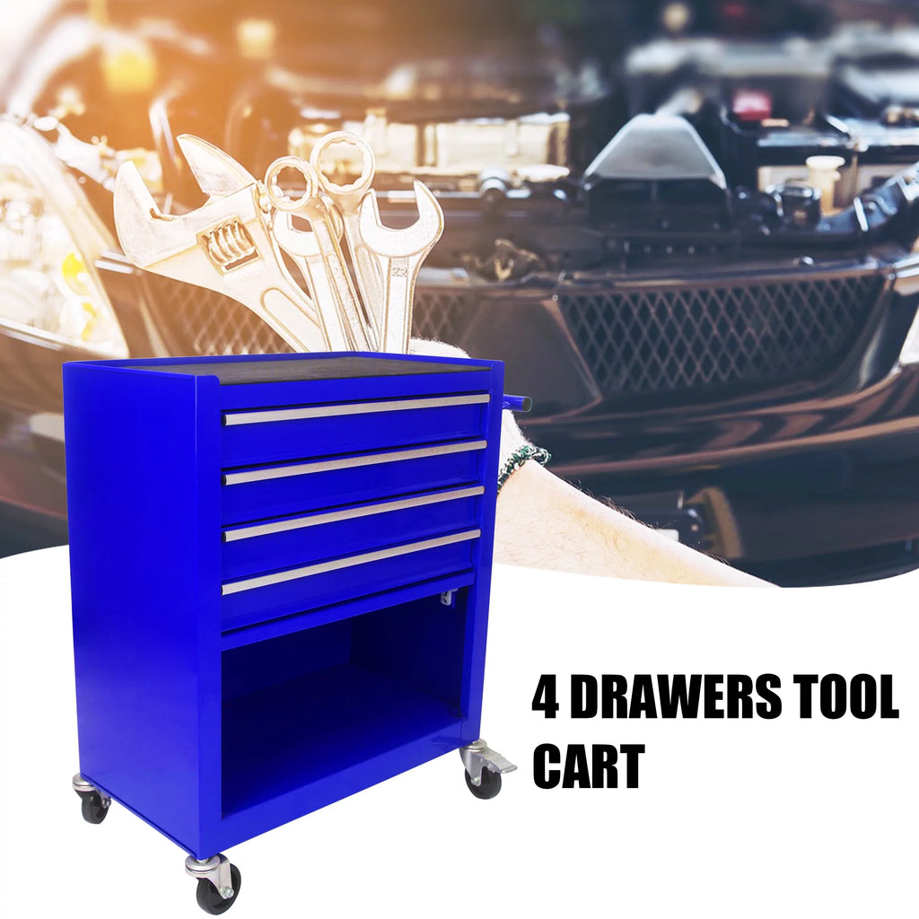 Blue 4 Drawers Rolling Tool Chest Cabinet with Wheels J703