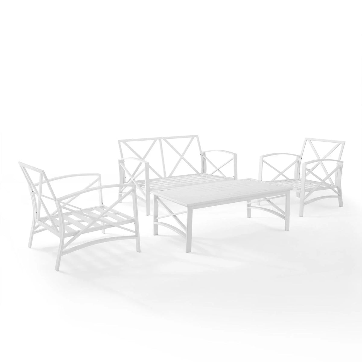 4 Pc Outdoor Metal Conversation Set Navy White Z115712