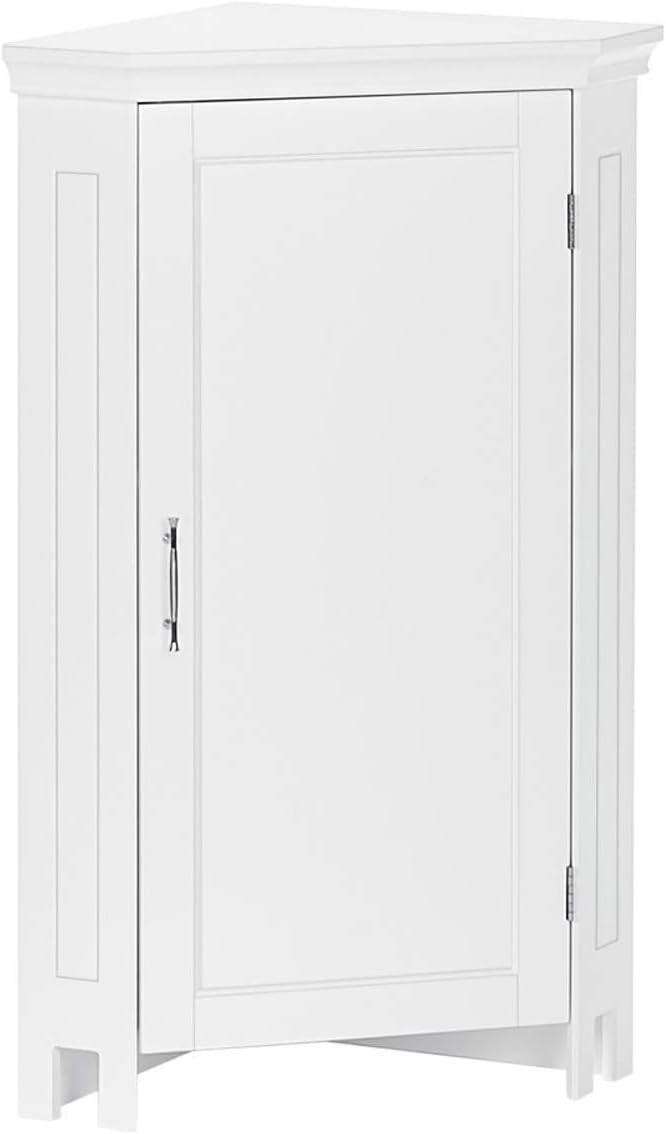 White Single Door Corner Floor Cabinet J11702
