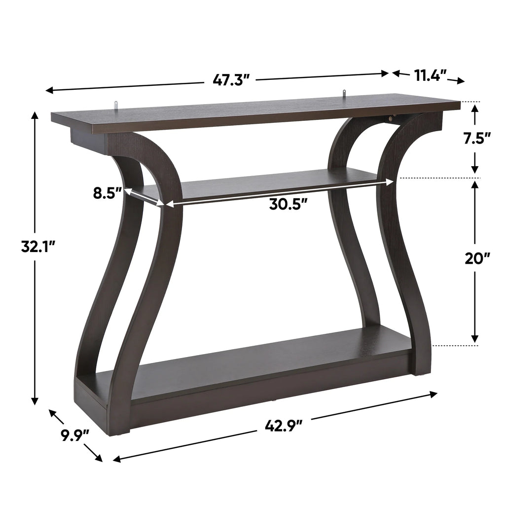 Brown 3-Shelf Narrow Console Table I491