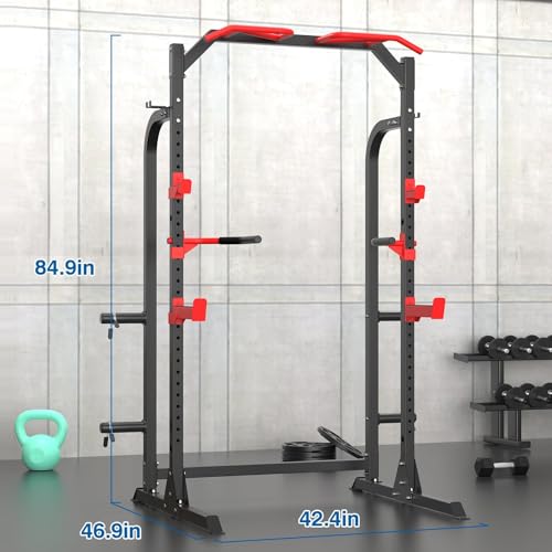 Power Cage Squat Rack with Adjustable Cable Crossover System Q8833