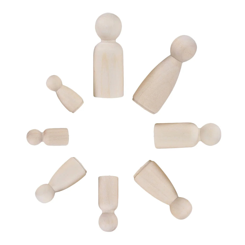 8 Wood Peg Dolls Wooden Figure Toy D64760