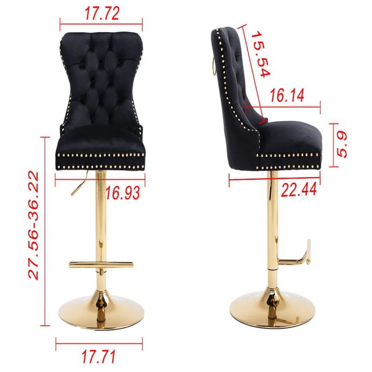 Set of 2 Velvet Swivel Bar Stools with Chrome Base J6980