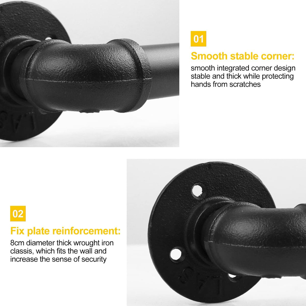 3 Ft Black Metal Staircase Handrail O714276
