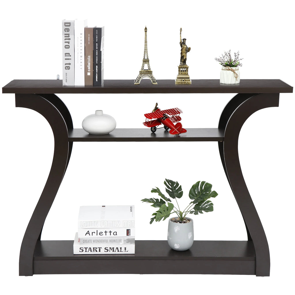Brown 3-Shelf Narrow Console Table I491
