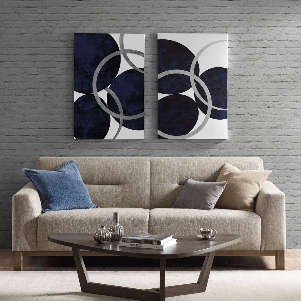 Navy Gel Coated and Silver Foil Canvas H417