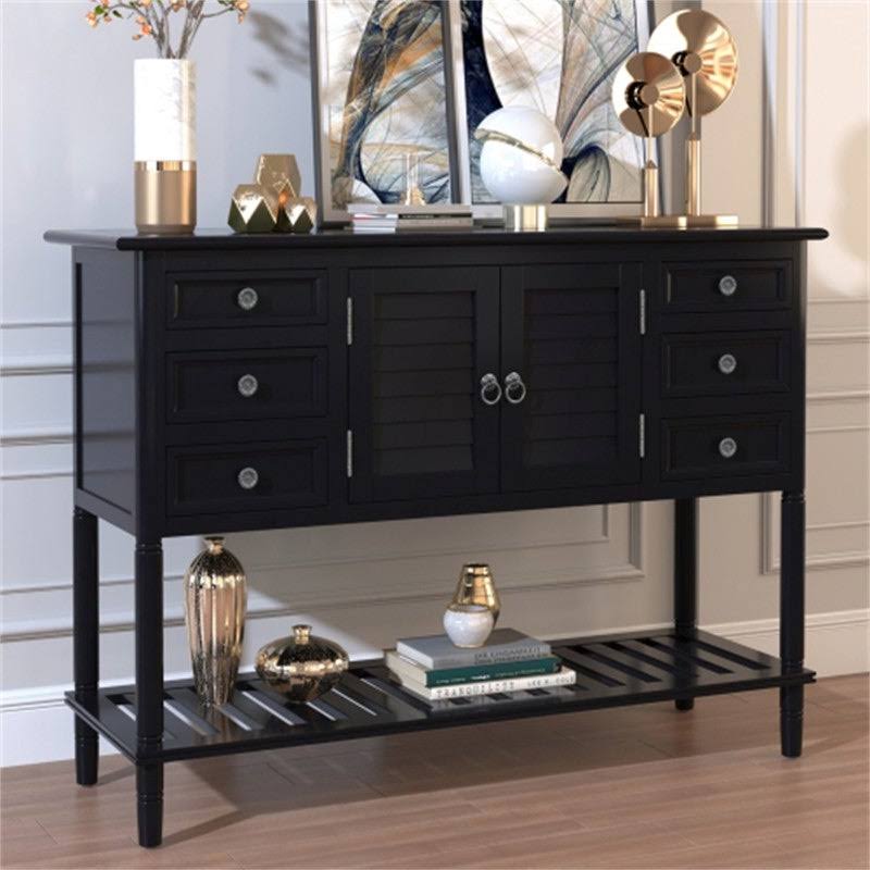 Clear Console Table with 6 Drawers and 1 Shelf H64497