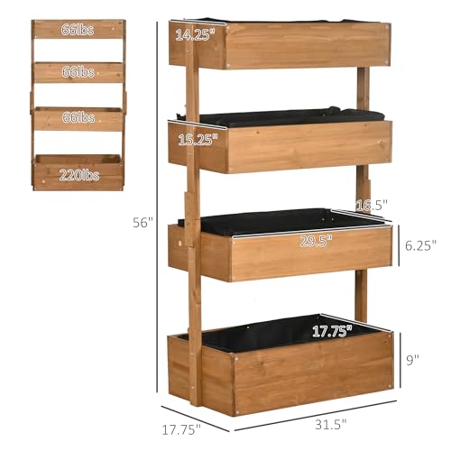 Gray Wooden 4 Tier Planter Box H28744