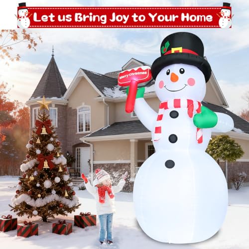 10.3 FT Christmas Inflatables Snowman with LEDs M7843