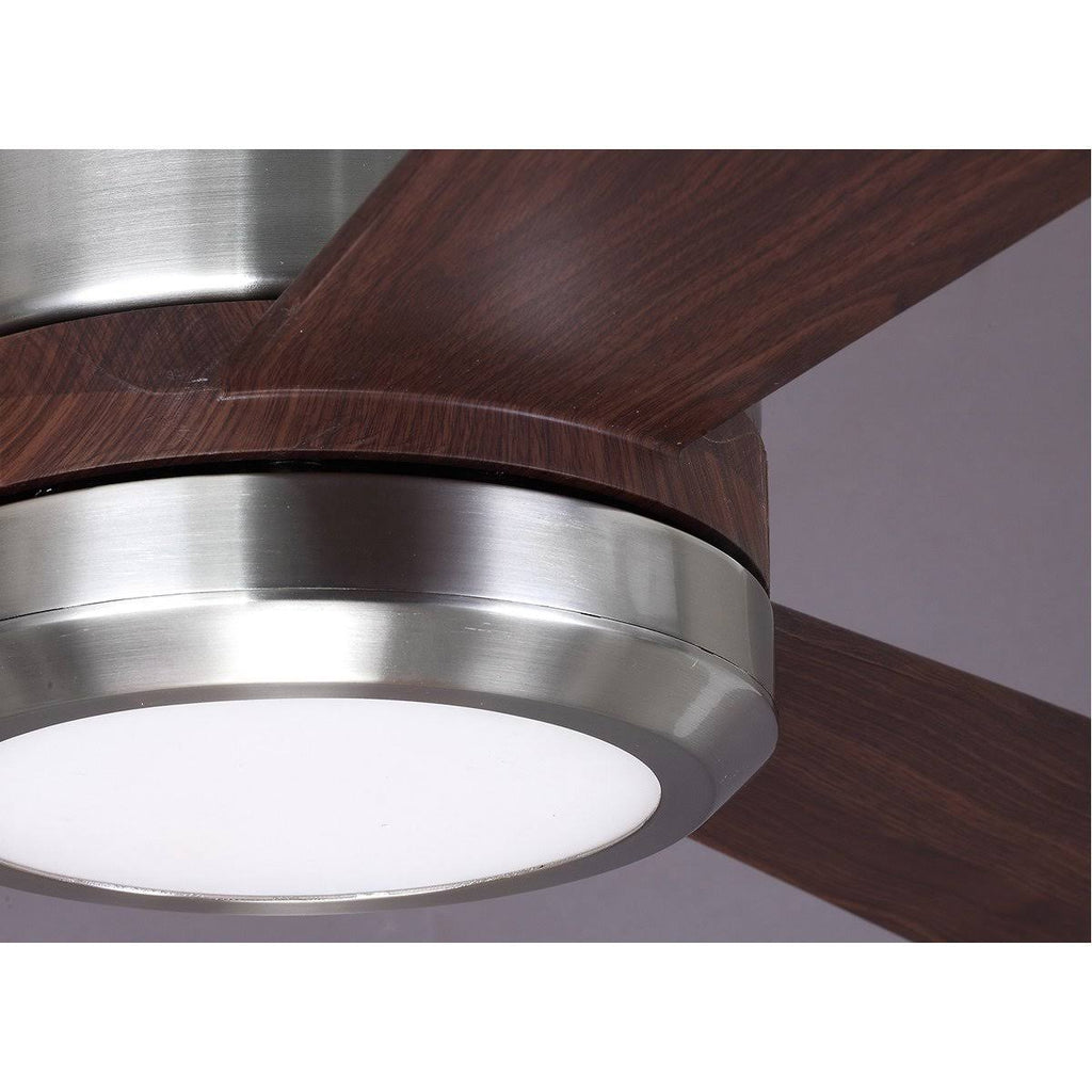52x22 Ceiling Fan with Light Brushed Steel Teak Blades C55322