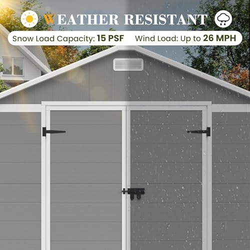 Gray White 8 x 10 FT Resin Plastic Outdoor Storage Shed L309
