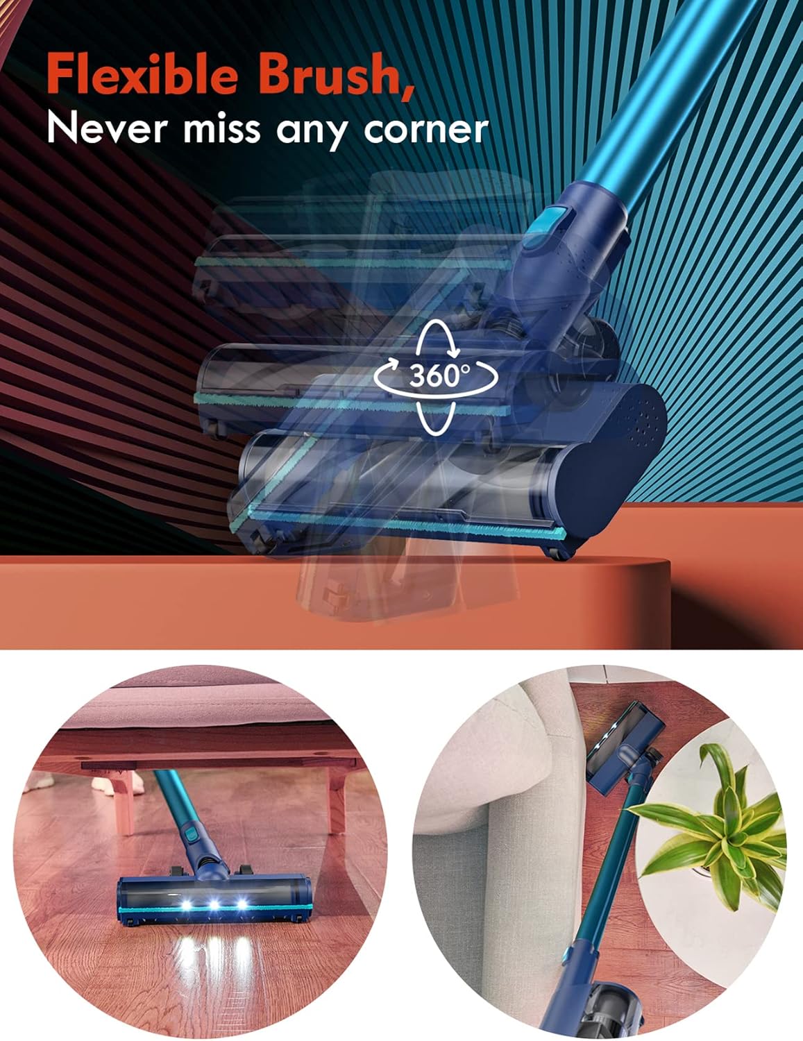 Cordless Stick Vacuum with 40Mins Runtime, 2.86lbs Lightweight B7146