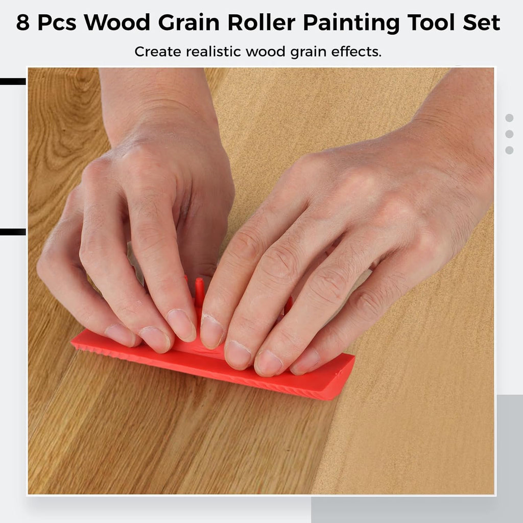 8PCS Wood Grain Painting Tool Set with Handle Y706