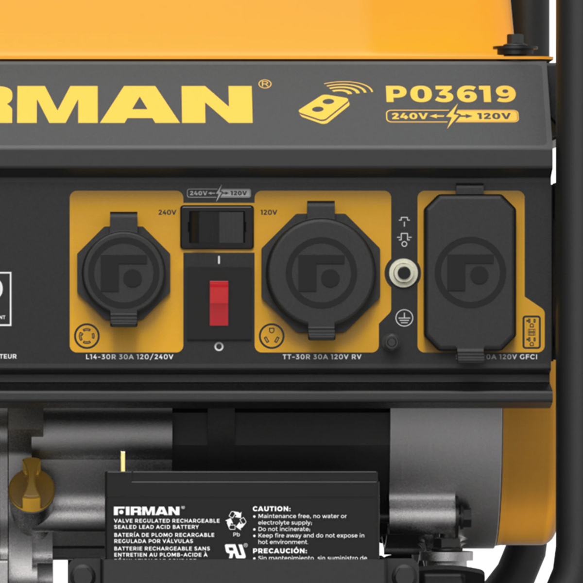 4550/3650 Watt 30A 120/240V Remote Start Gas Portable Generator With Wheel Kit P88727