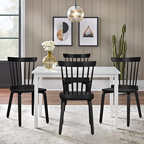 Black Solid Wood Spindle Back Dining Chairs Set of 4 A760