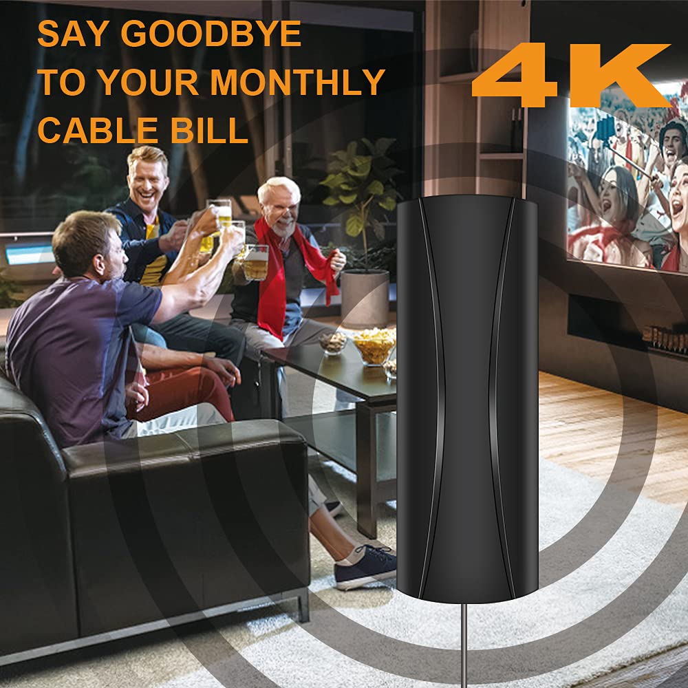 HD Digital TV Antenna 420+ Miles Range Indoor/Outdoor 4K 1080p with 36ft Coax Cable V3707