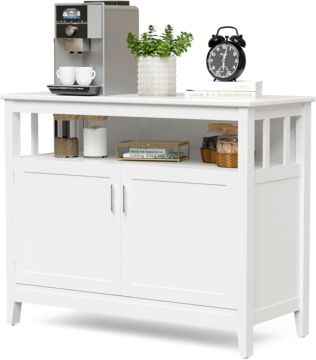 Buffet Cabinet with Storage, Freestanding Kitchen Cabinet with Adjustable Shelf, 45 x 20 x 36 inches (Brown) F912857