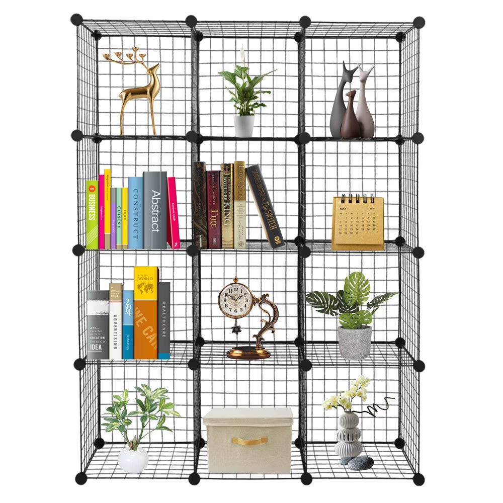 12-Cube Metal Wire Cube Storage Shelves Y663