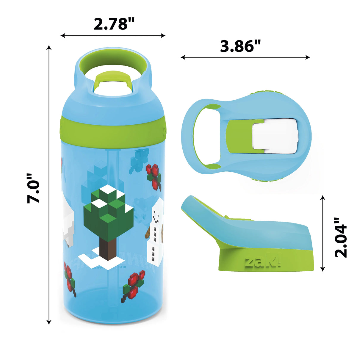 16oz Plastic Water Bottle with Straw and Carrying Loop L973577