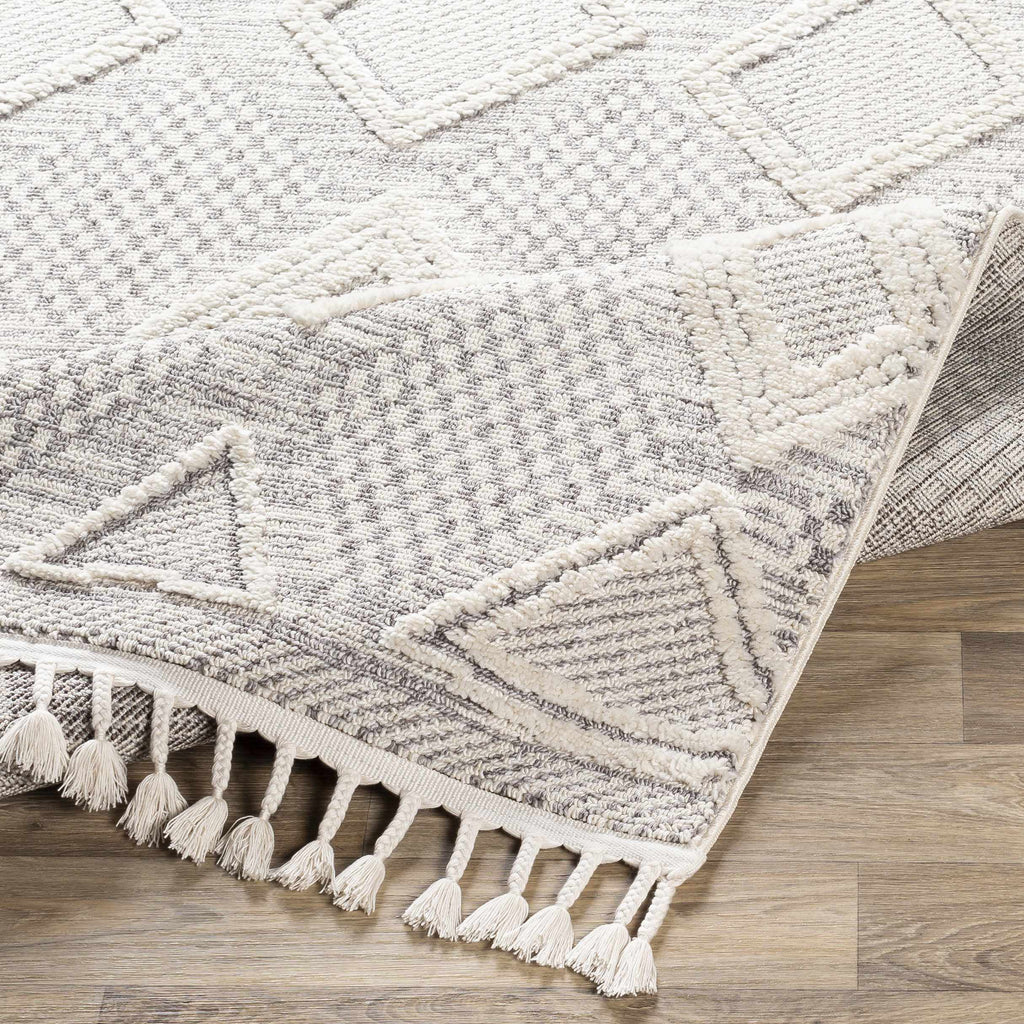 Grey Beige Cream Polyester Area Rug 5'3" x 7'3" I276611