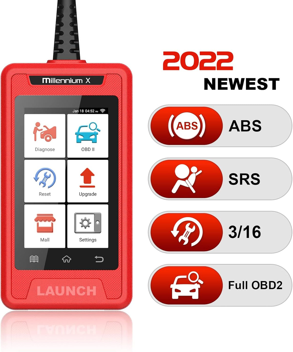 OBD2 Scanner Car Code Reader with 16 Reset Functions I902088