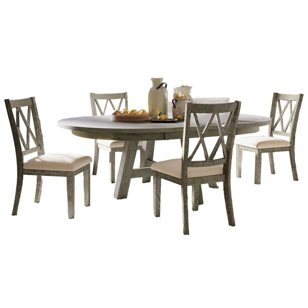 Five Piece Counter Height Dining Table Set with Cross Back Stools V94589