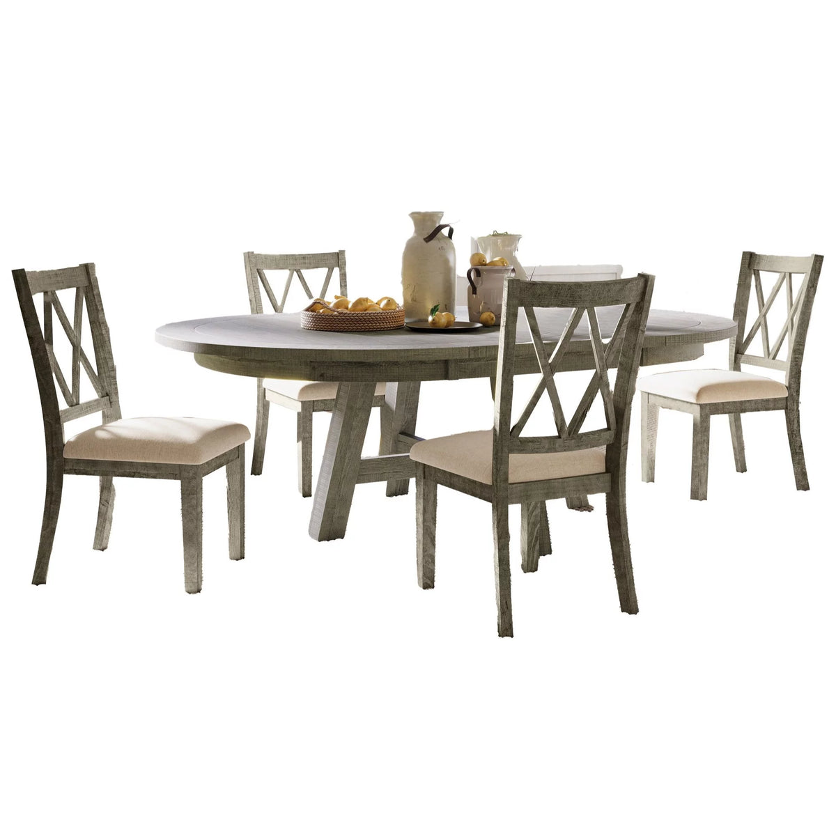 Five Piece Counter Height Dining Table Set with Cross Back Stools V94589