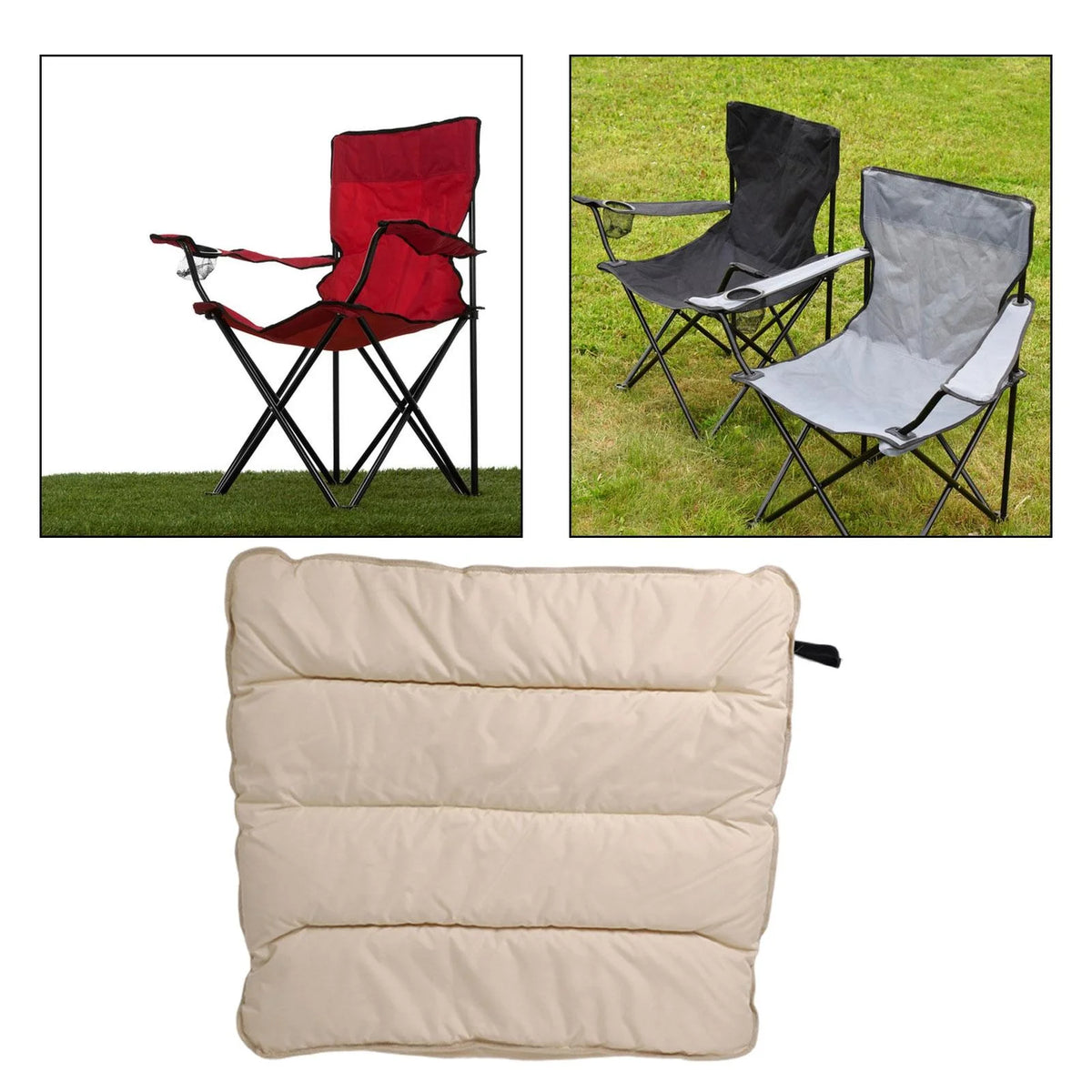 Khaki Folding Beach Lounger Cushion 103cmx91cm A68121