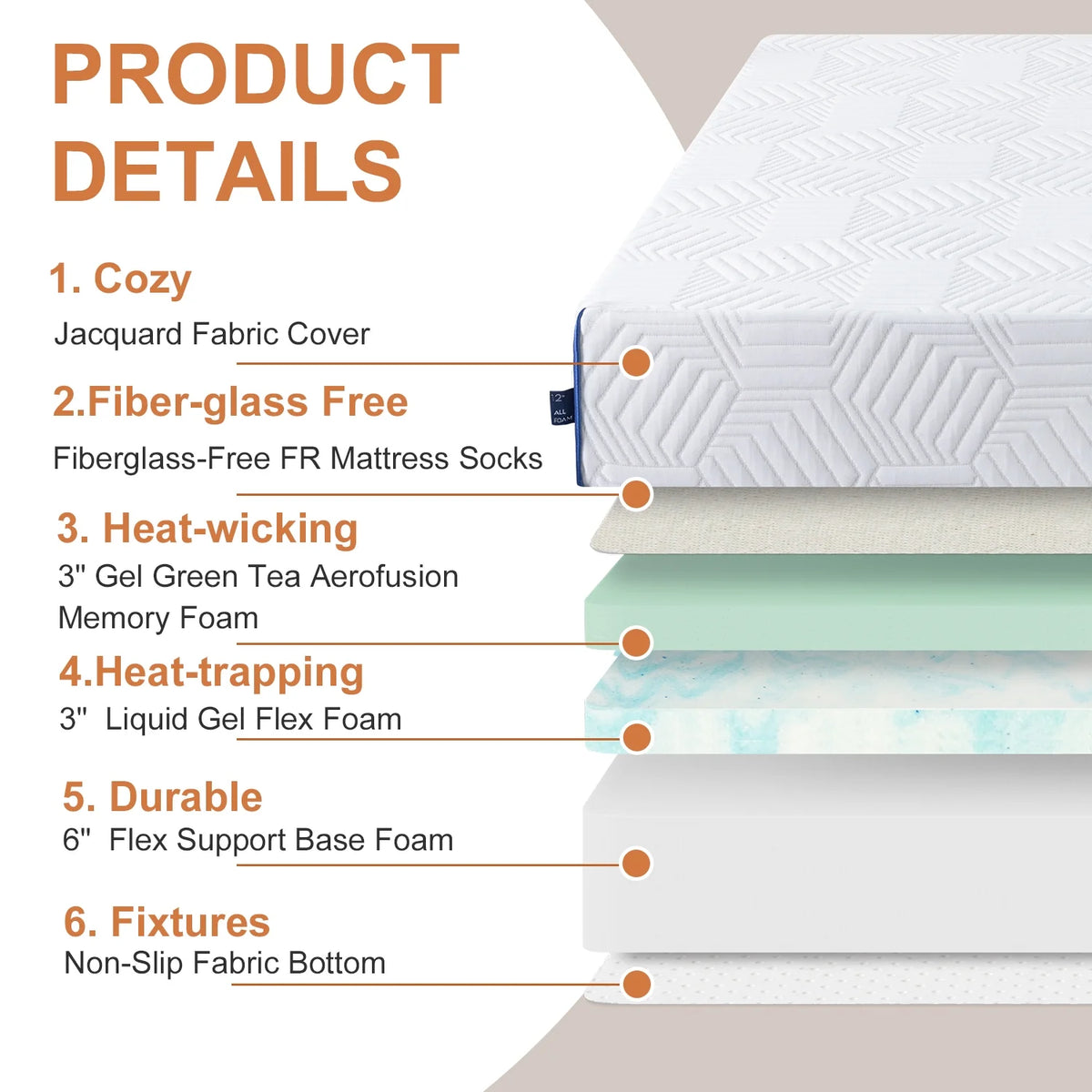 10 Inch Cooling Gel Memory Foam Twin Mattress H748671