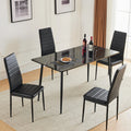Black Faux Marble Dining Table Set for 4 V242771