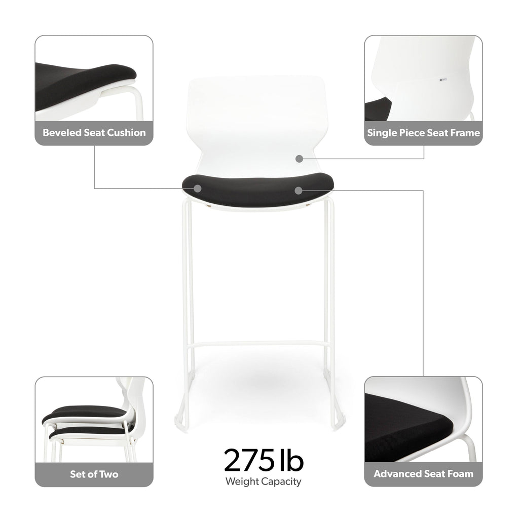 Black/Charcoal Guest Stool, 2 Pack E95262
