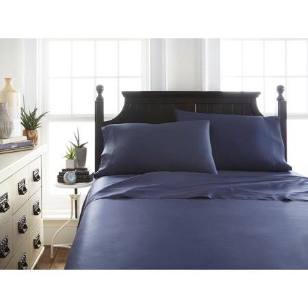 Navy 4-Piece Rayon from Bamboo Bed Sheet Set California King Q7396